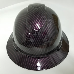 full brim hard hat custom hydro dipped in Purple Carbon Fiber Straight Lace