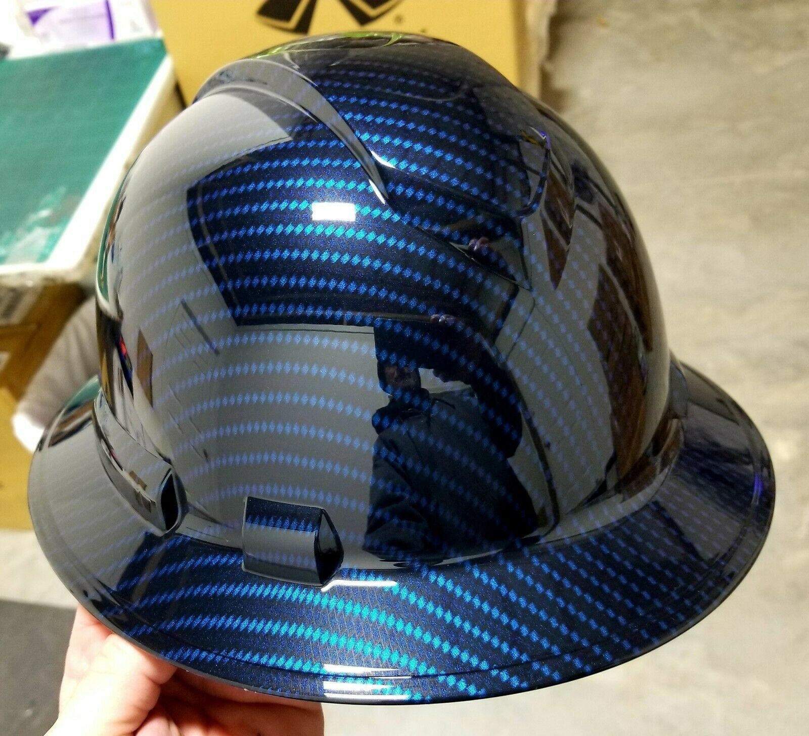NEW FULL BRIM Hard Hat Custom Hydro Dipped Deep Blue Candy Carbon Fiber 