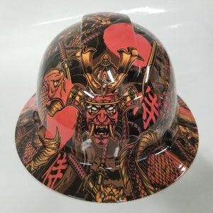 full brim hard hat custom hydro dipped In JAPANESE FOO DOG