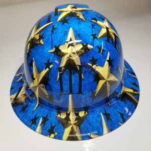 full brim hard hat custom hydro dipped IN 3 PERCENTEER Logo PATRIOTIC Stars