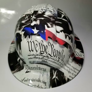 Full Brim Hard Hat custom hydro dipped in 2nd amendment we the people usa flag New in your face edition