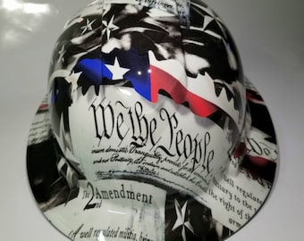 Full Brim Hard Hat custom hydro dipped in 2nd amendment we the people usa flag New in your face edition