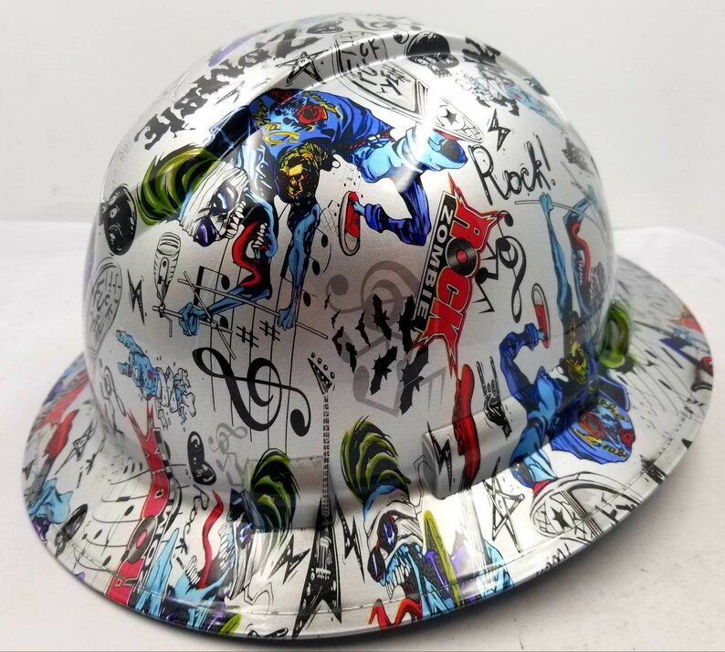 Full Brim Hydro Dipped Custom Hard Hat Dipped in Rock Zombie Etsy