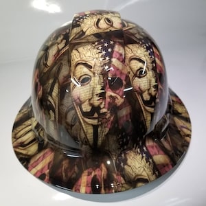Full Brim Hard Hat custom hydro dipped in Anonymous american patriot edition