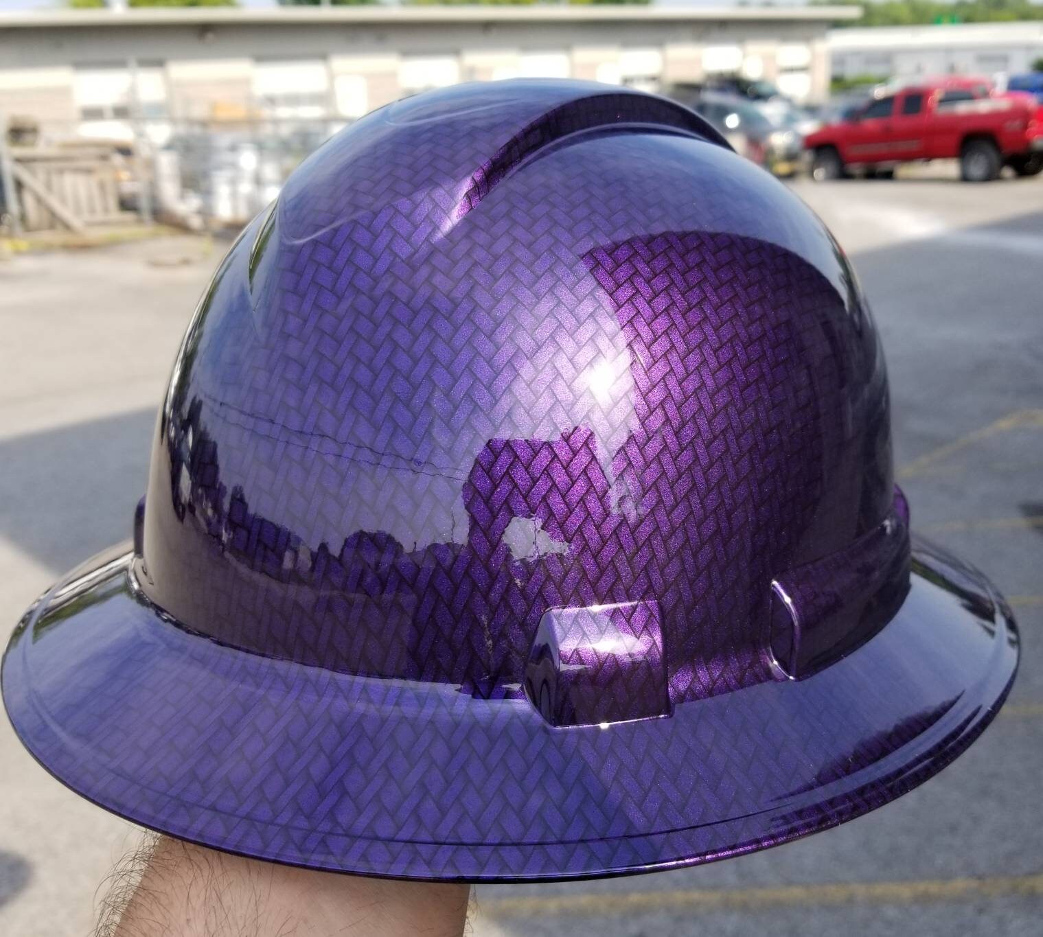 Pyramex Ridgeline Full Brim Hard Hat - Custom Hydro Dipped Wicked Hot Pink Carbon Fiber - OSHA
