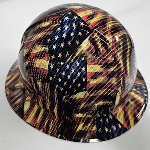 full brim hard hat custom hydro dipped IN American Carbon Fiber, USA Flags