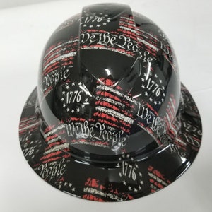full brim hard hat custom hydro dipped In 1776 We The People USA AMERICA