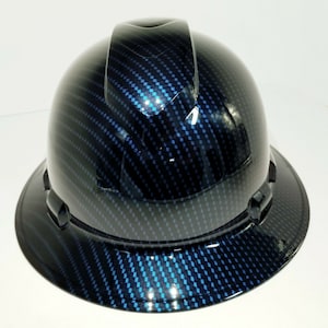 NEW FULL BRIM Hard Hat custom hydro dipped Deep blue candy carbon fiber
