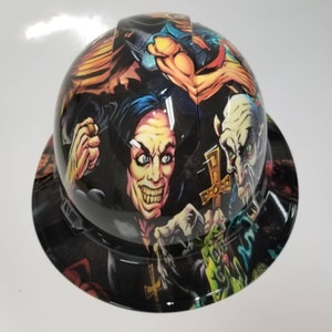 Full Brim Hard Hat custom hydro dipped in Ozzy&#39;s metal shop of horrors