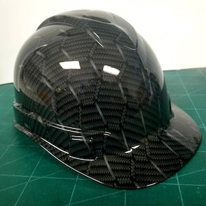 Cap style hydro dipped custom hard hat, dipped in hex weave carbon fiber 3d awesome details great looking hat