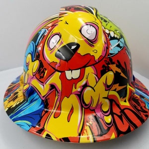 FULL BRIM Hard Hat custom hydro dipped , NEW Graffiti extreme killer rabbit