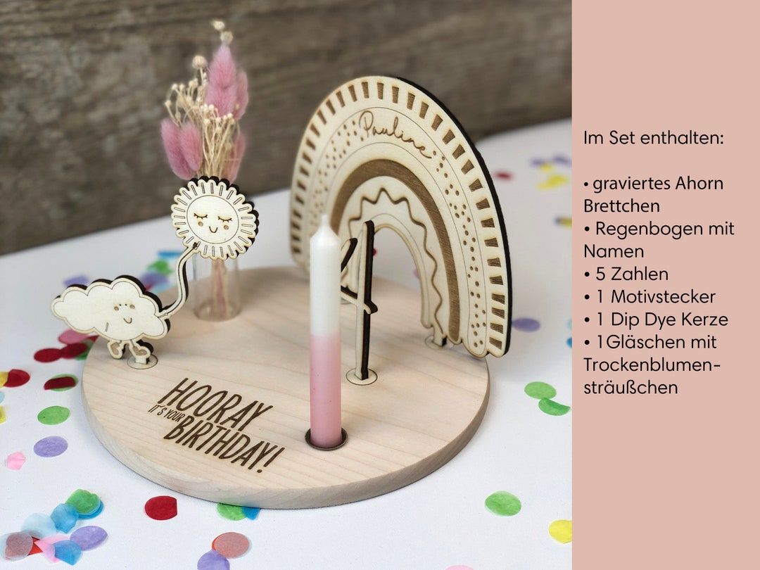 3D Rainbow Birthday Board Personalized Birthday Board With Dip Dye ...