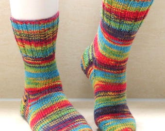 knitted socks size 36/37 colorful play of colors hand-knitted socks wool