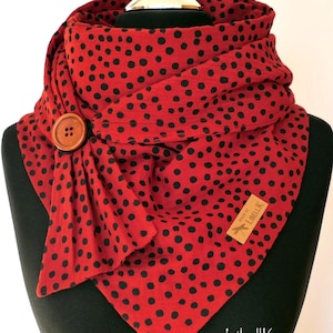 Wrap Scarf Cloth Muslin Rust Red with Button Dots Scarf Ladies