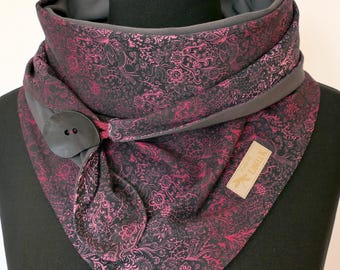 Wrap scarf berry anthracite with button jersey triangular scarf gift women