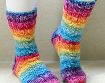 knitted socks size 36/37 colorful hand-knitted stockings wool