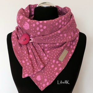 Muslin Scarf Pink Berry Wrap Scarf with Button Scarf Women
