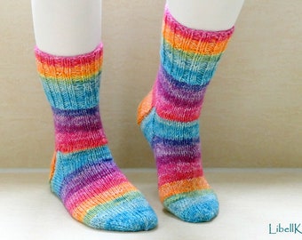 Knitted socks, size 38/39, colorful, hand-knitted socks, wool