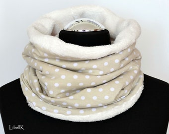 Fleece Loop Cuddly - Dots Beige Natural White