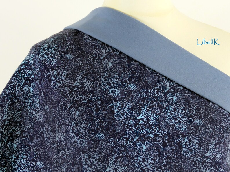 Wickelschal Tuch Blau Rauchblau mit Knopf Jersey DreiecksTuch Geschenk Damen Bild 5