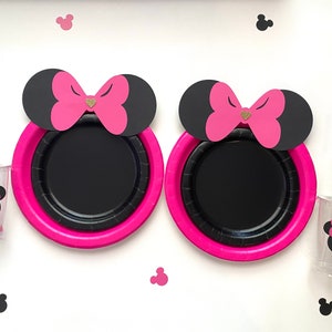 Minnie Mouse party, paper plate, pink bow , Minnie birthday party, Minnie baby shower