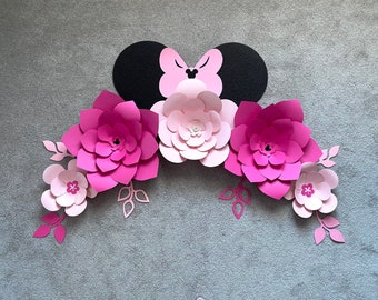 Pink Paper Flower Minnie Mouse Nursery Decor: Birthday Backdrop