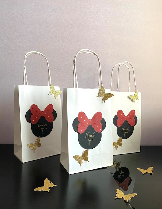 Minnie Mouse Birthday Favor Bags, Birthday Bags, White Gift Bags, Treat  Bags, White Bags with Disney Theme Set of 10 Bags by IECreations