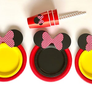 Minnie Plates Red Polka Dots Bow, Birthday, Cups, Party, Minnie Baby Shower, Bridal Shower