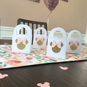 Minnie and Mickey Mouse Small Favor Bags, goodies, treats bags, gold and pink, birthday party candy favors, gift bags, Minnie party decor