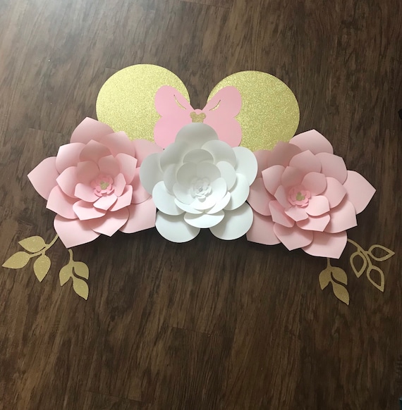Minnie Mouse Paper Flower Wall Decor Nursery Decor Birthday Etsy