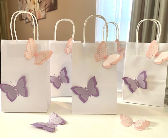 Butterfly party favor bags pink lavender goodies treat bags Birthday party decor baby shower bridal gift wedding butterflies fairy