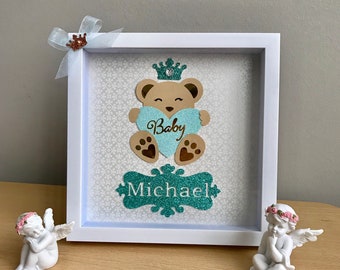 Shadow Box Frame Personalized Baby Gift Boy Girl, Personalized Present Baby Shower, Christening, Birthday, Bear, Princess Prince, Room Decor - Etsy Shadow Box Frame Personalized Baby Gift Boy Girl, Personalized Present Baby Shower, Christening, Birthday, Bear, Princess Prince, Room Decor - Etsy