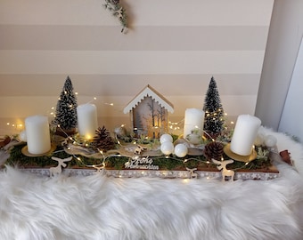 Durable XXL LED Advent wreath "Winter Wonderland", table decoration
