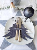 Felt cutlery pouch with "MERRY CHRISTMAS" design, napkin holder