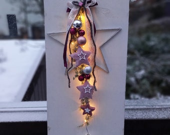TIMER LED Christmas wreath, window decoration, reusable door wreath, winter, door decoration, with timer