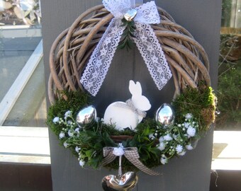 Immediately available, reusable Easter door wreath Easter bunny, gift idea, front door decoration