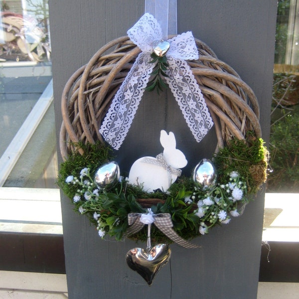 Immediately available, reusable Easter door wreath Easter bunny, gift idea, front door decoration