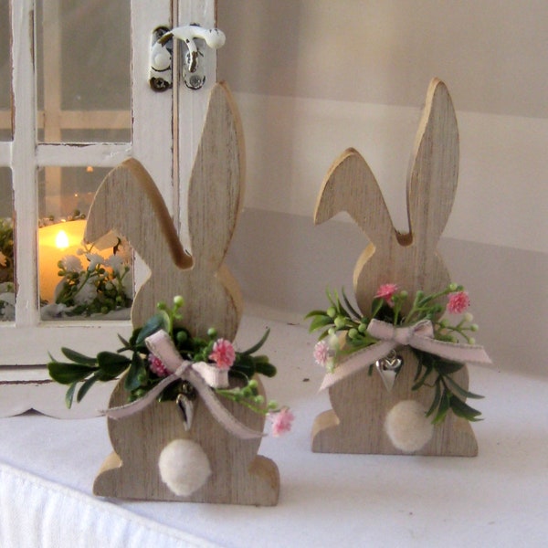 Immediately available, 2 cute Easter bunnies, country house, Easter decoration, table decoration, indoor and outdoor decoration, gift idea