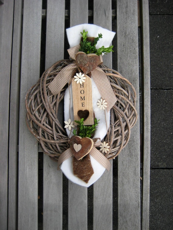 35cm XXL Landhaus Türkranz HOME, Innen- und Außendeko, Geschenkidee, Wanddekoration, Muttertag, Herbst, Herbstdeko