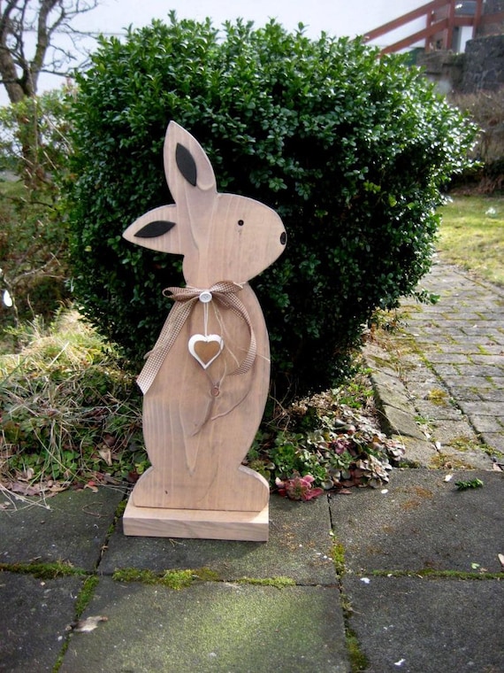 The 72 Cm XXL Eye-catcher Easter Bunny, Solid Wood, Standing, Country-style Easter Decoration, Indoor and Outdoor Decoration, Gift Idea