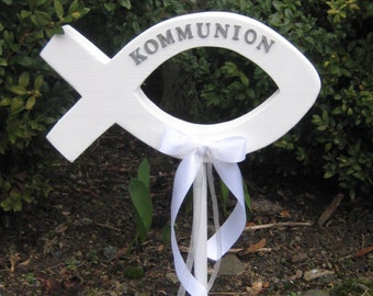 Konfirmation, Kommunion Blumenstecker, Christfisch, Taufe, Firmung, Taufe, Innen- und Außendeko, Türdeko, Türkranz