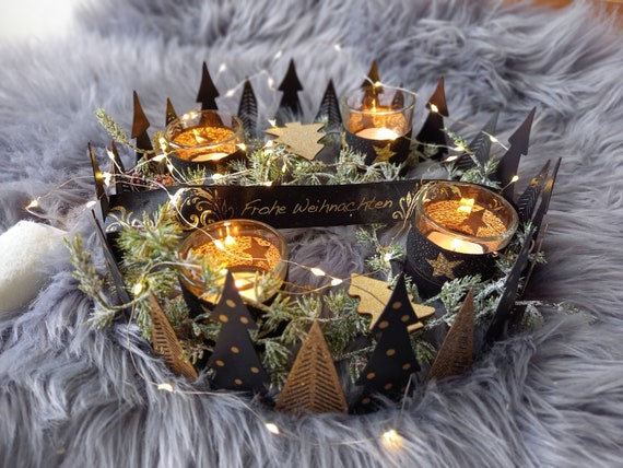 Elegant LED Metal Advent Wreath With Lanterns, Christmas Wreath, Christmas, Country  House 