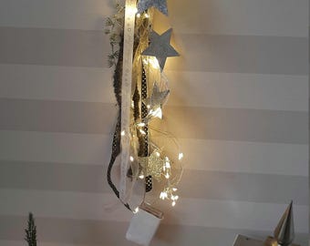 Timer LED window decoration with timer, reusable door wreath, battery-operated door decoration, wall decoration, Christmas wreath, winter