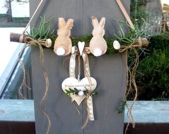 Durable door wreath, window decoration, indoor and outdoor decoration, gift idea, wreath, front door decoration, entrance decoration, Easter bunny