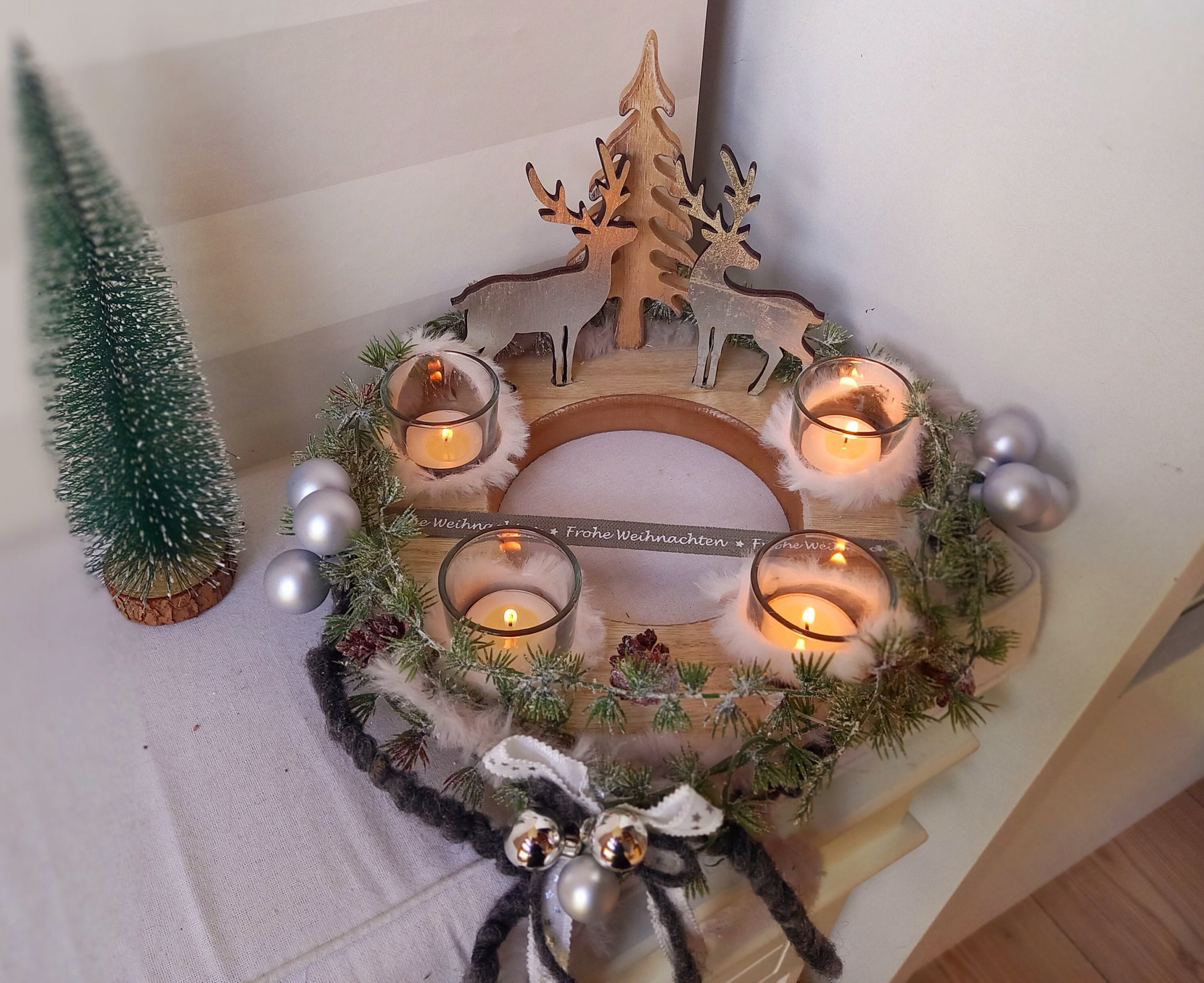 Interluxe Holzschild XL - Frohe Weihnachten Gnome Familie - Geschenk
