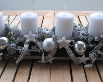 Reusable Advent wreath "Snowflake" with candles, Christmas
