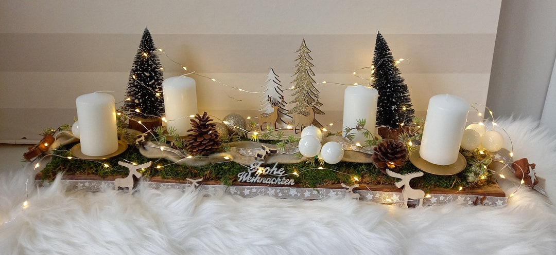 Haltbarer XXL Adventskranz mit LED-Lichterkette, Tischdeko