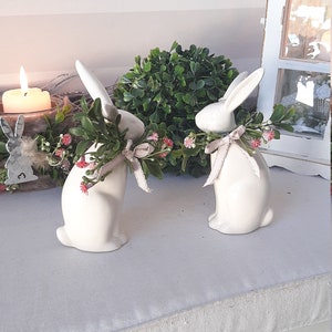 2 cute Easter bunnies with durable decoration, country house, Easter decoration, table decoration, indoor and outdoor decoration, gift idea