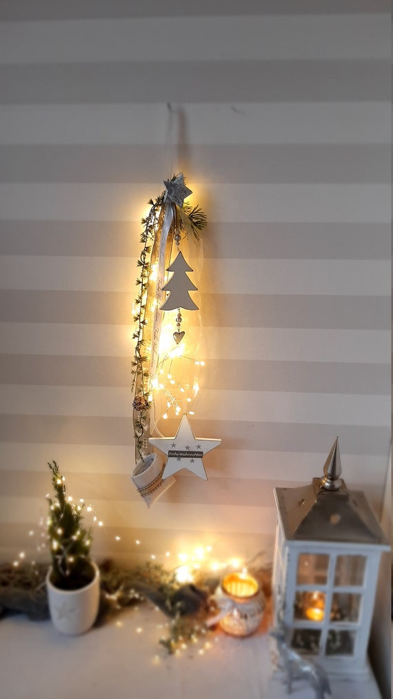 Timer LED Fensterdeko mit Timer, wiederverwendbarer Türkranz, batteriebetriebene Türdeko, Wanddeko, Weihnachtskranz, Winter