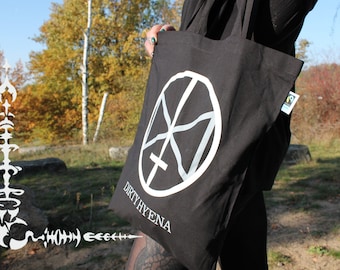 Fabric Bag // Merchandise // Dirty Hyena Logo // Black White & Grey // Stoffbeutel // Fair Trade